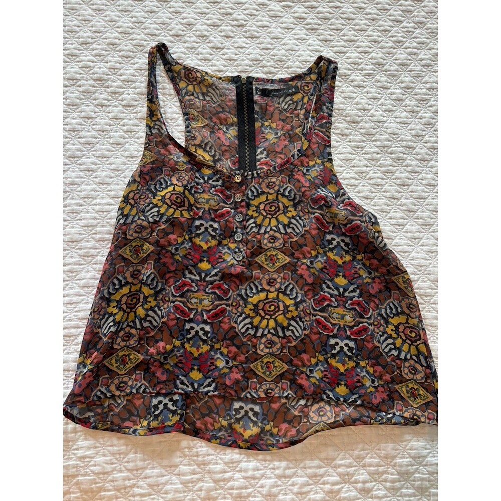Women's Sheer Floral Print Zipper Front Blouse
